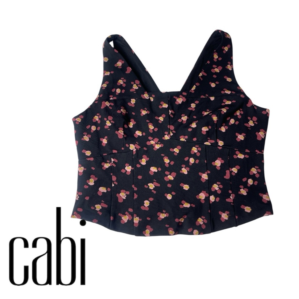 Cabi Black Pink  Floral Lean Tank Top Size M